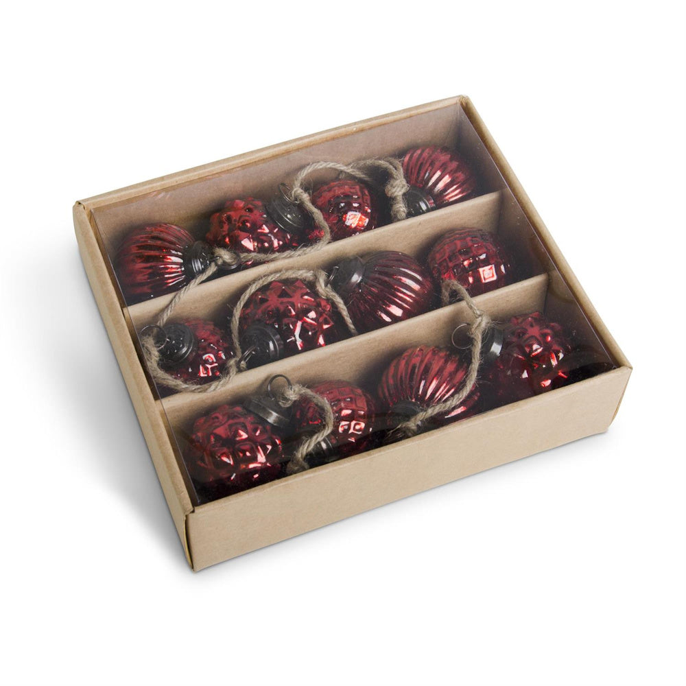 Mini Red Mercury Glass Round Ornament