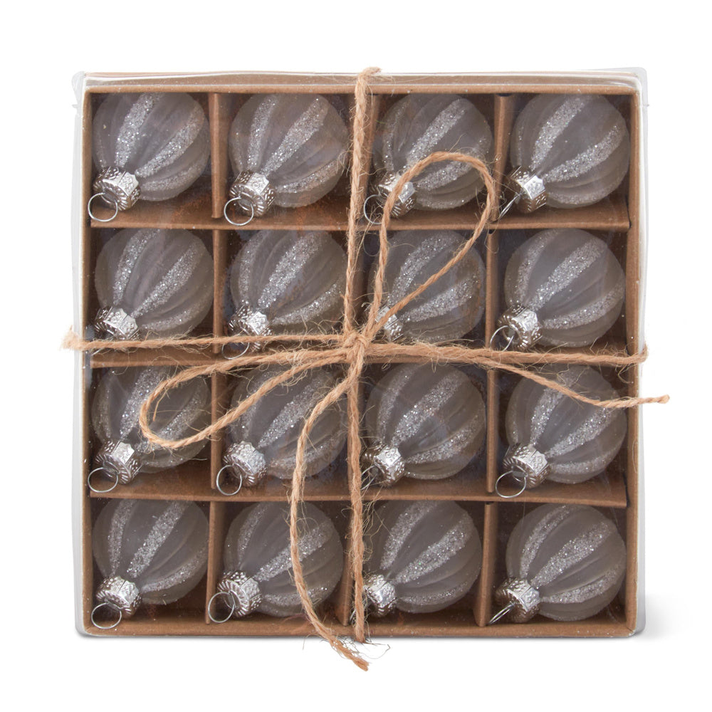 Mini White Striped Glass Ornament — alternate view 2