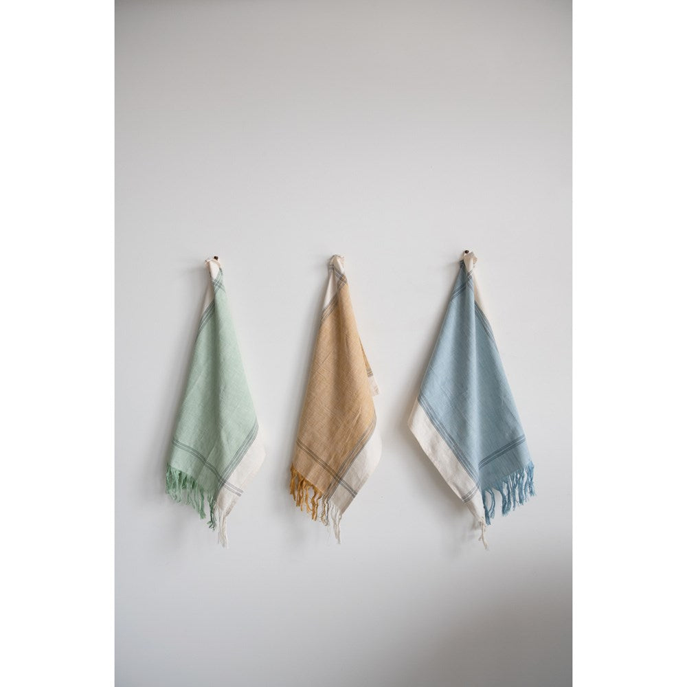 Cotton Tea Towels with Fringe, 3 Colors, Set of 3 — alternate view 4