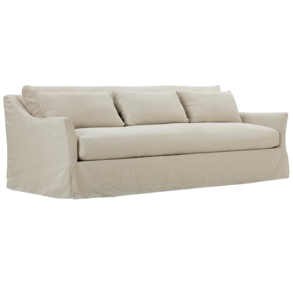 Beige Moreau slipcovered sofa with deep seating and plush back cushions on a white background.