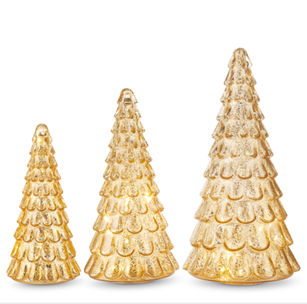 Gold Mercury Glass Lighted Tree- Large