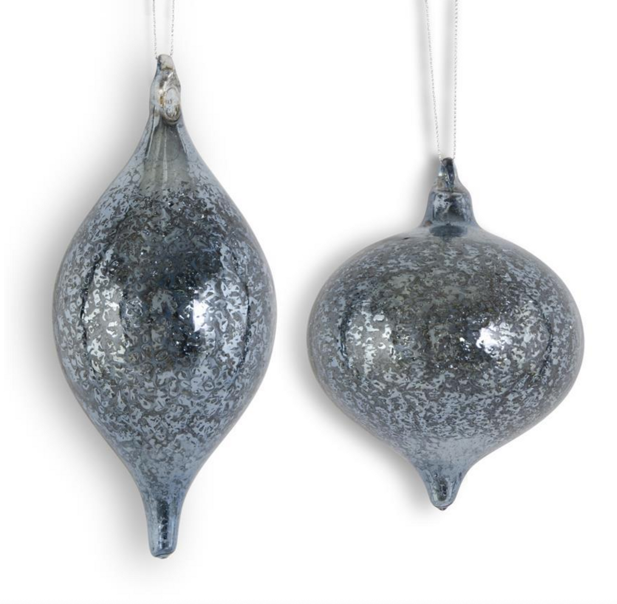 Dark Blue Mercury Glass Onion & Finial Ornament