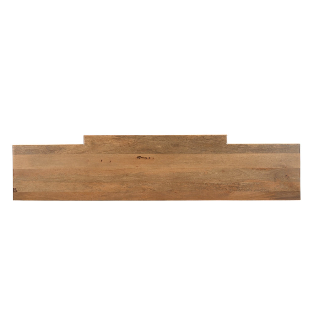 Top-down view of the rectangular natural hardwood sideboard surface showing grain patterns.