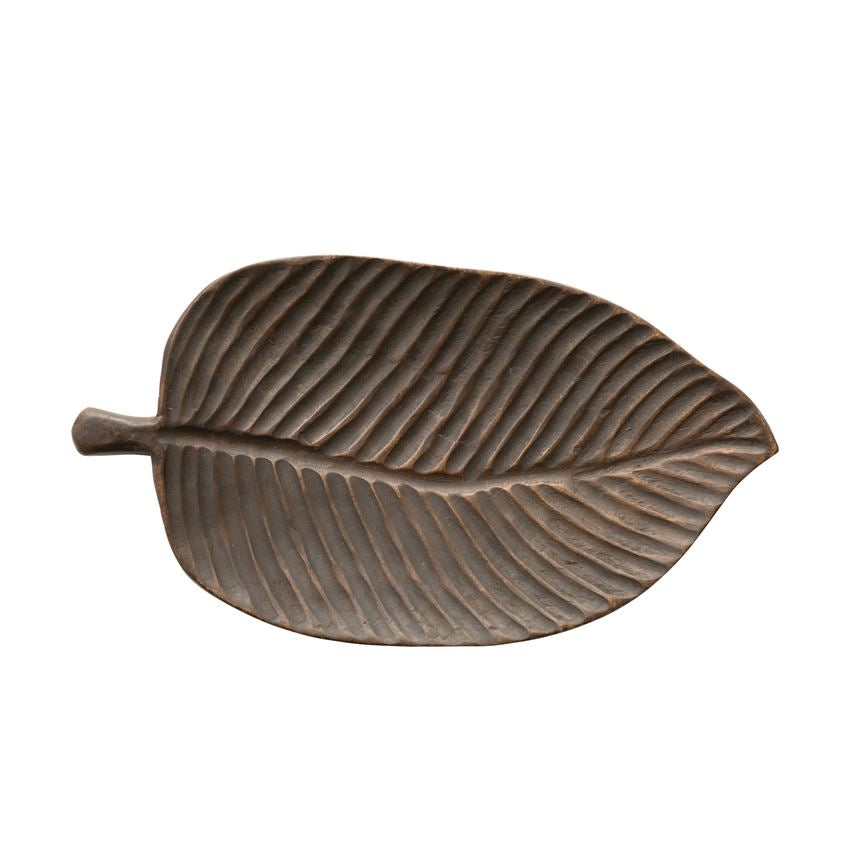 Decorative Hand-Carved Mango Wood Leaf Tray — alternate view 2