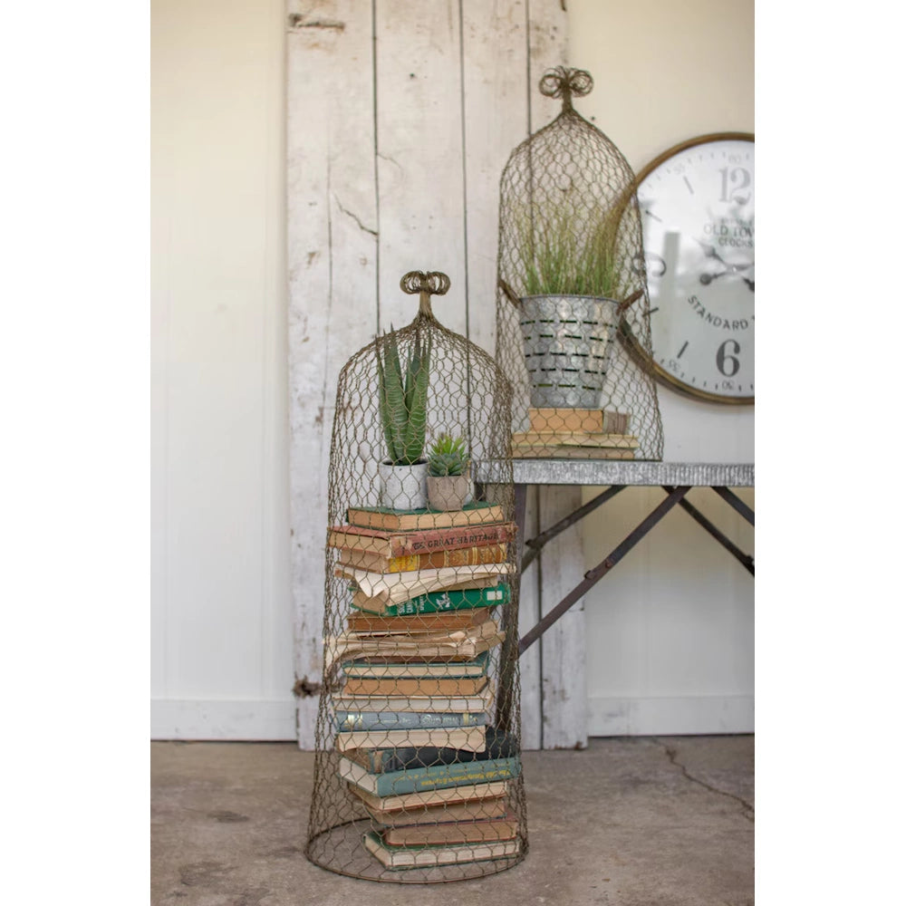 Old Gold Wire Cloche Topiary