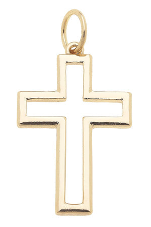 Shiny Gold Charm Open Cross