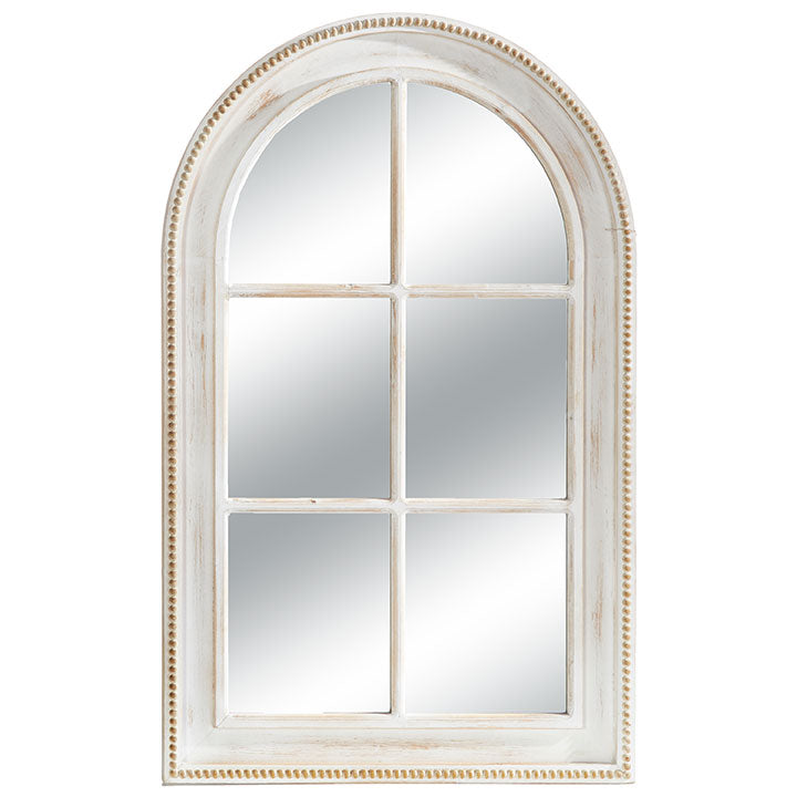 Distressed White Twisted Edge Windowpane Mirror
