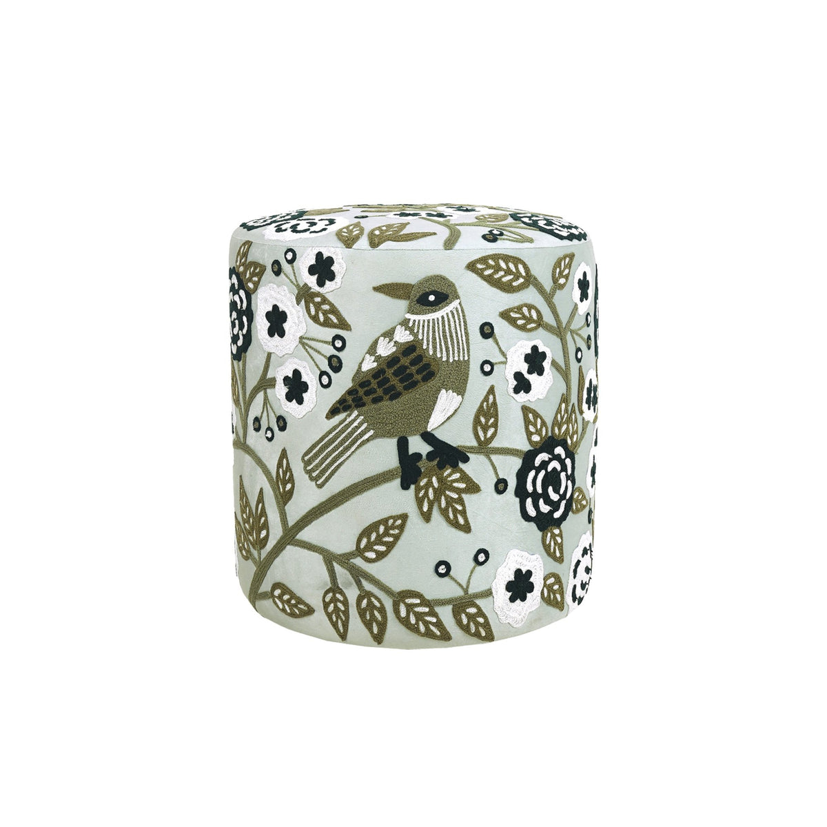 Green Floral Ottoman — alternate view 2