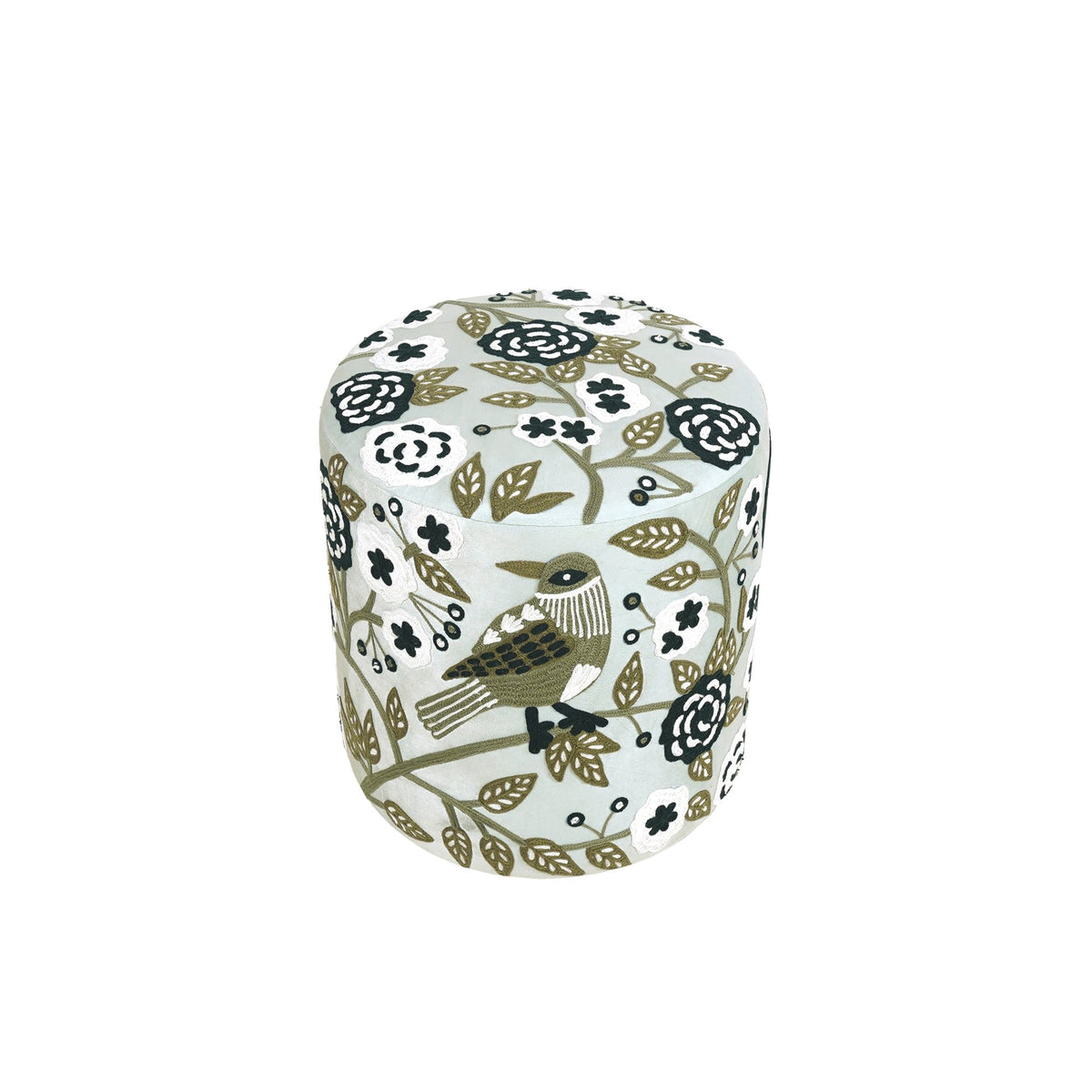 Green Floral Ottoman — alternate view 3