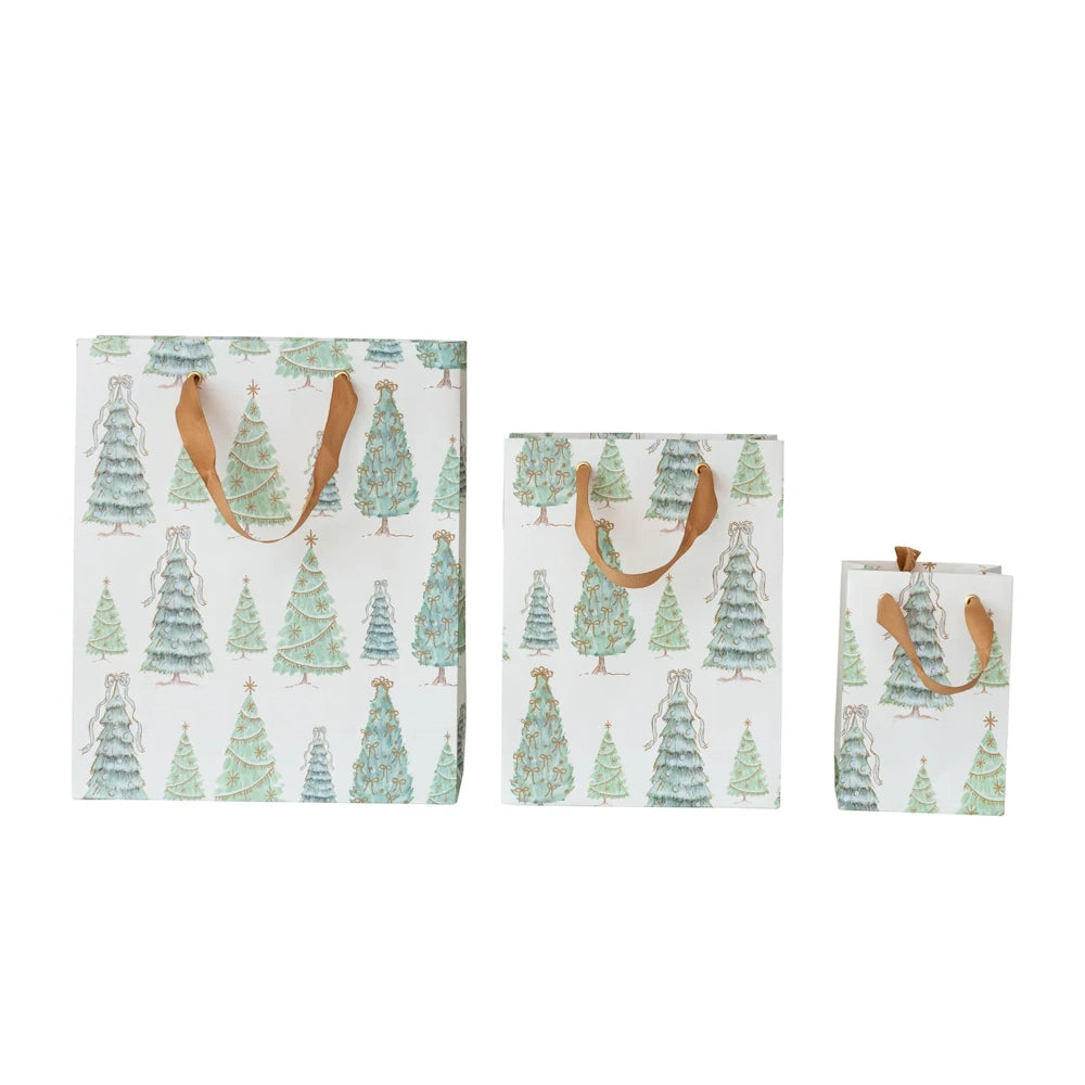 Paper Gift Bags with Christmas Tree Patterns