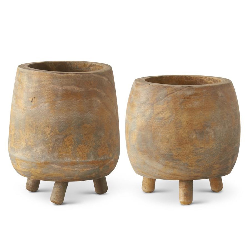 Small Paulownia Wood Pot with Legs — alternate view 2