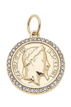 Shiny Gold Charm Pave Coin