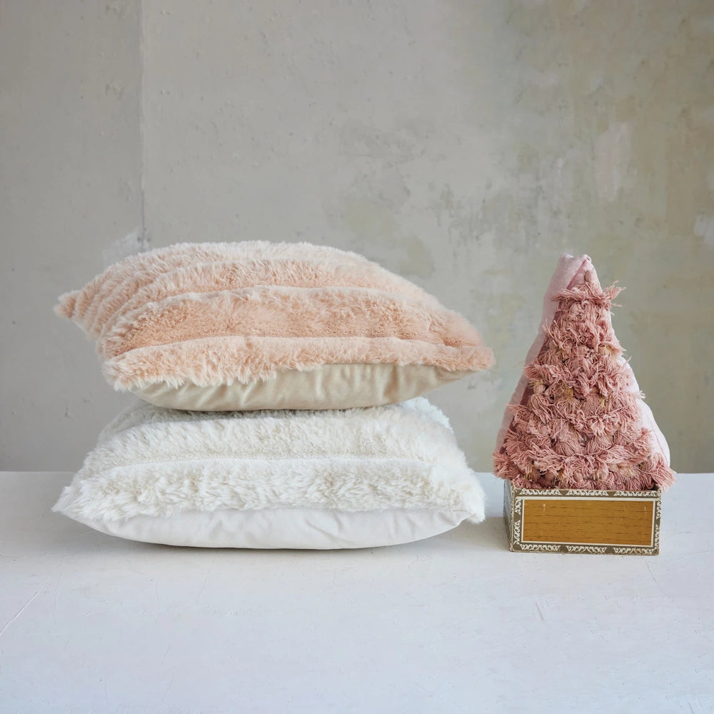 Peach Square Cotton Fabric Blend Pillow — alternate view 3