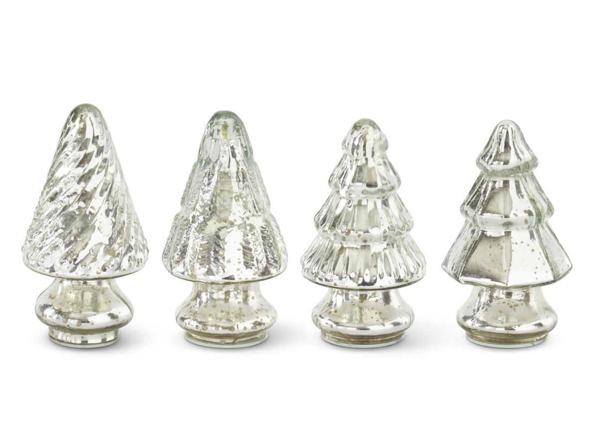 Mini Silver Mercury Glass Christmas Trees -4 Styles