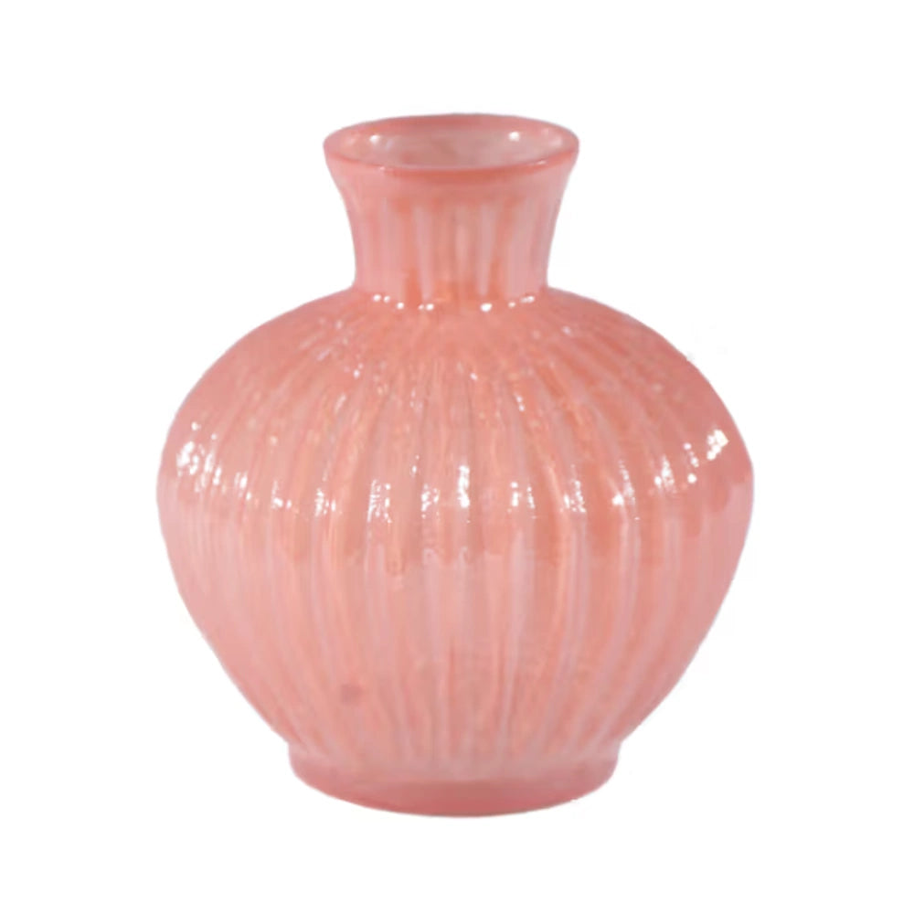 Pink Embossed Glass Vase