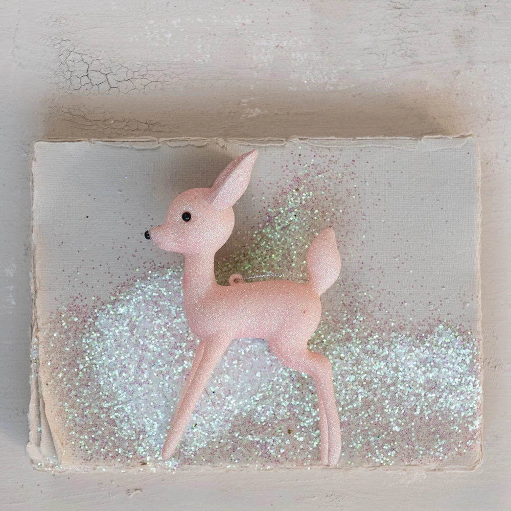 Pink Plastic Deer Ornament