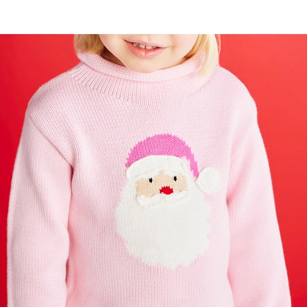 Pink Santa Rollneck Toddler Sweater