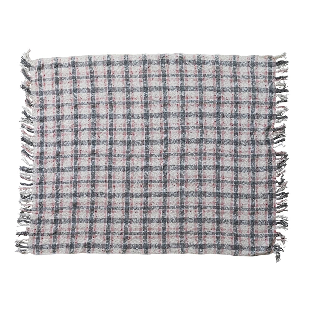 Hand-Woven Cotton & New Zealand Wool Throw with Fringe