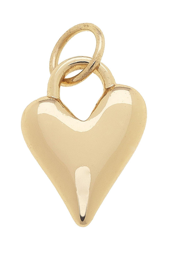 Shiny Gold Charm Puffy Heart