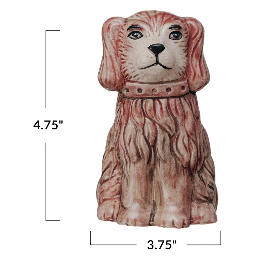 Vintage-style ceramic spaniel dog figurine, brown and white, 4.75