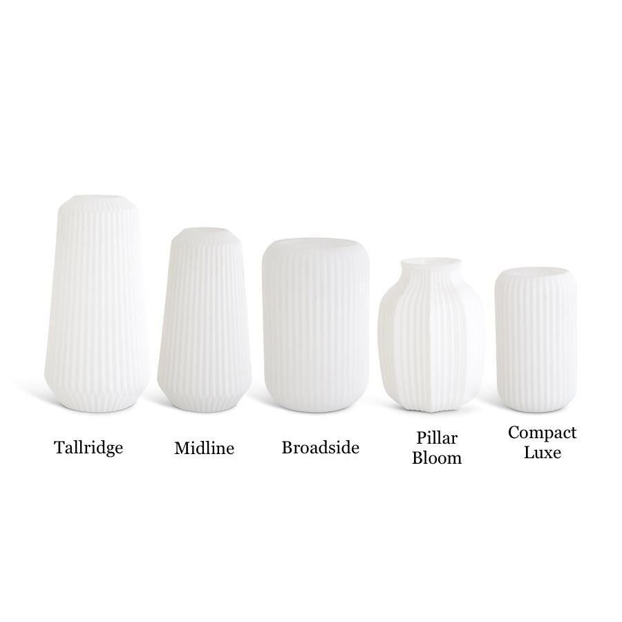 Pillar Bloom White Ribbed Glass Vase — alternate view 2