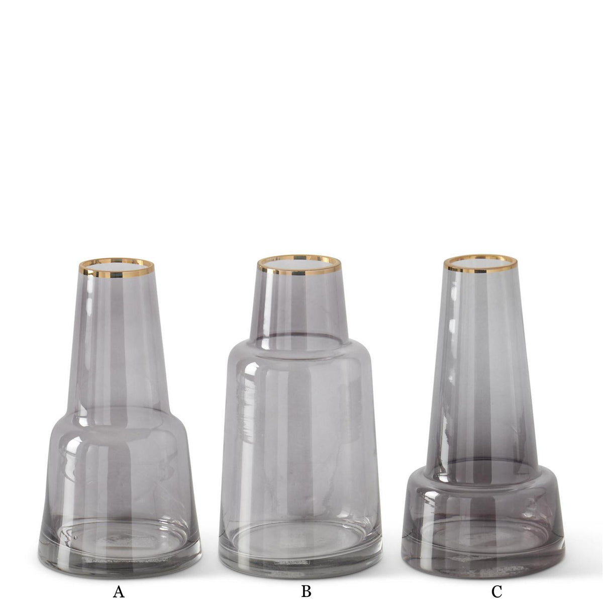Gray Glass Vase With Gold Rim — alternate view 3