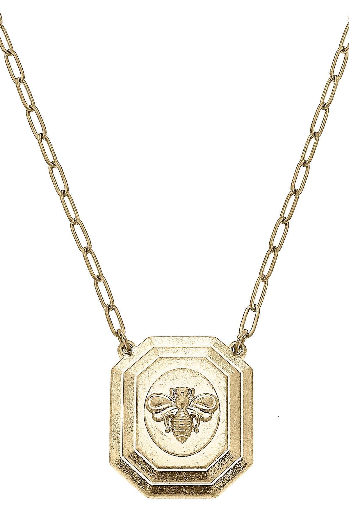 Queen Bee Necklace in Worn Gold