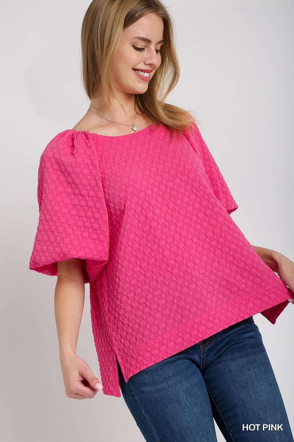 Jacquard Round Neck Top