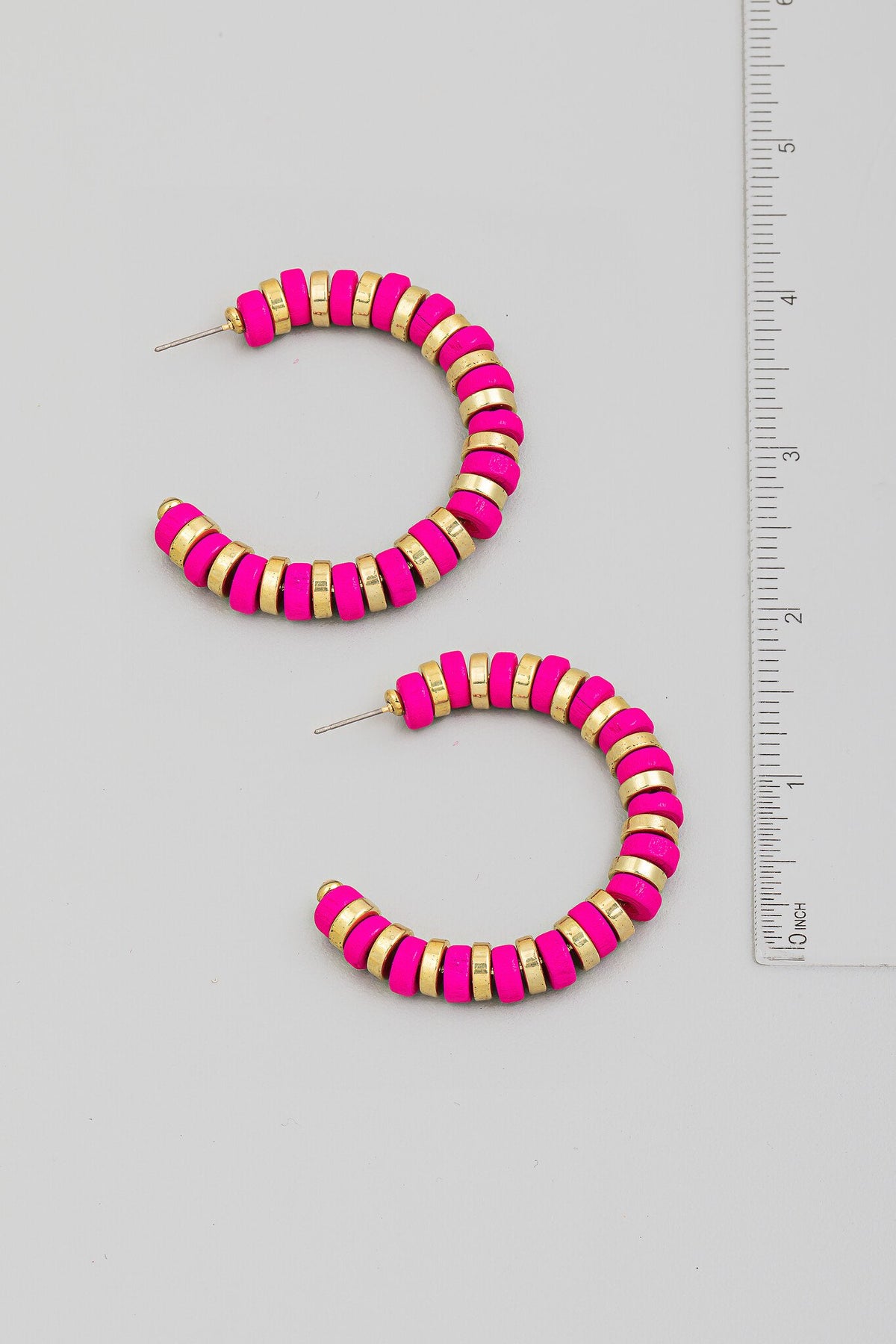 Metallic And Matte Beaded Hoop Earrings - Navy — alternate view 2