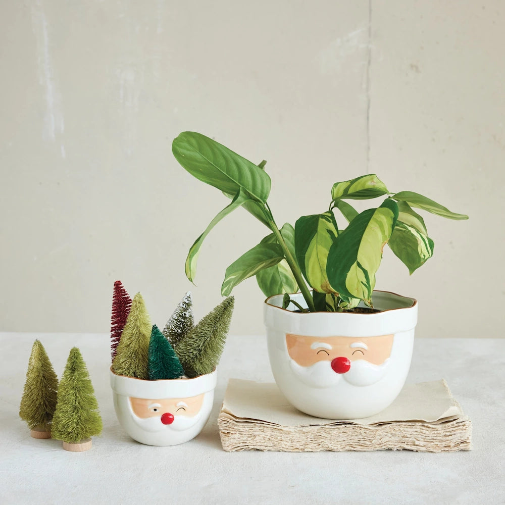 Red & White Stoneware Santa Mixing Bowl