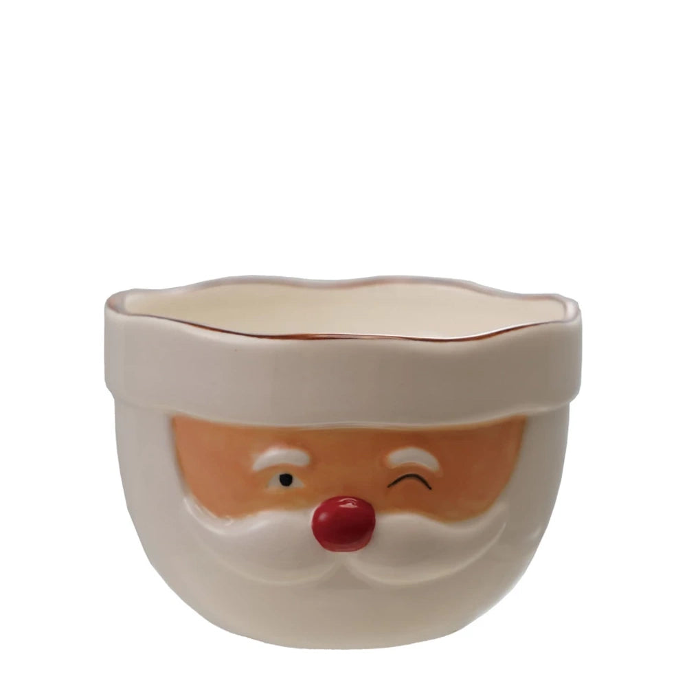 Red & White Stoneware Santa Mixing Bowl — alternate view 2