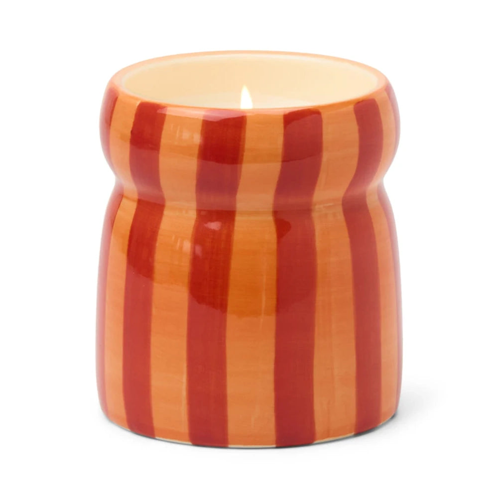 Red/Coral Striped Cabana with Lid Candle - Spiced Apple — alternate view 3