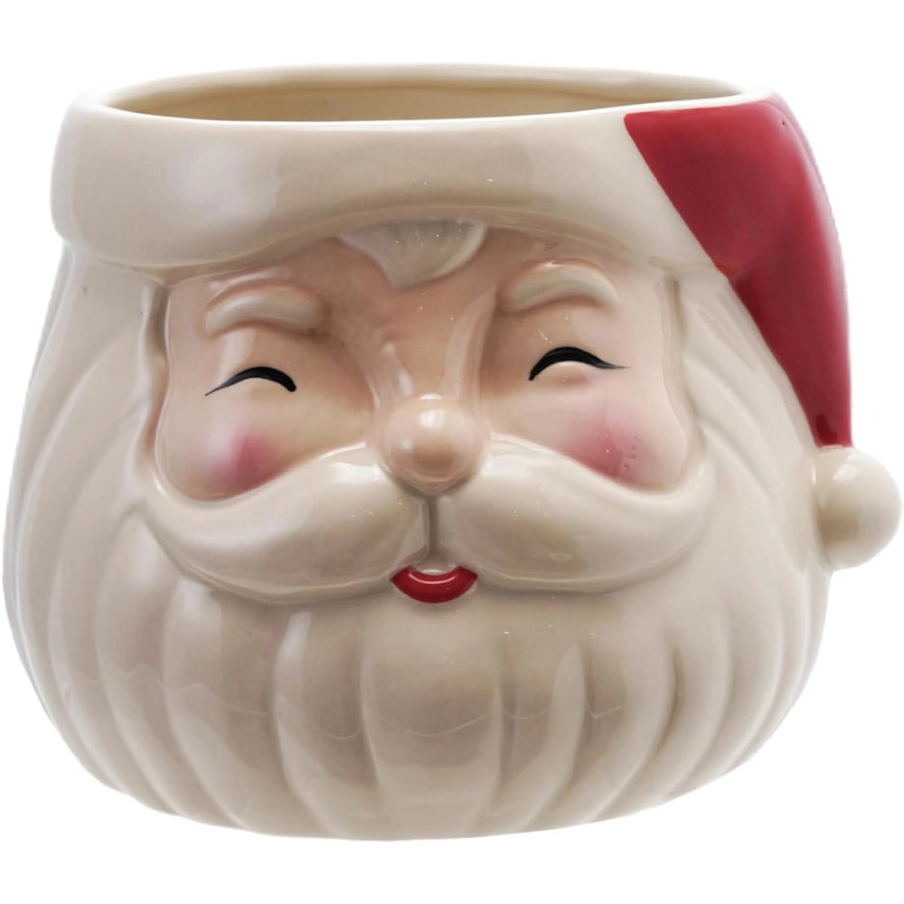Red & Cream Stoneware Santa Head Planter — alternate view 2