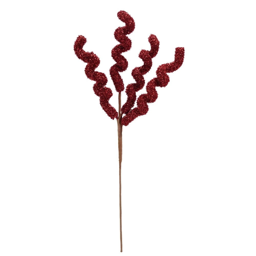 Red Foam & Tinsel Curly Stem — alternate view 2