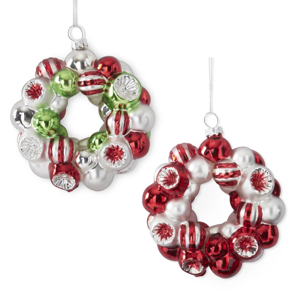 Red, Silver & Green Glass Ornaments