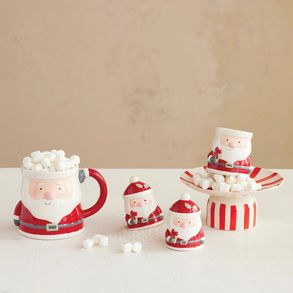 Red & White Ceramic Santa Mug