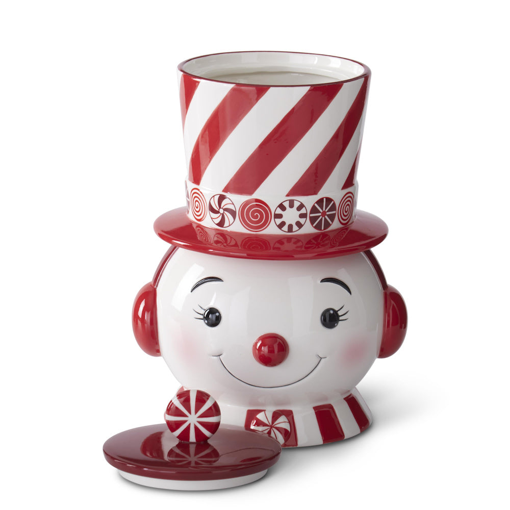 Red & White Dolomite Snowman Cookie Jar — alternate view 2