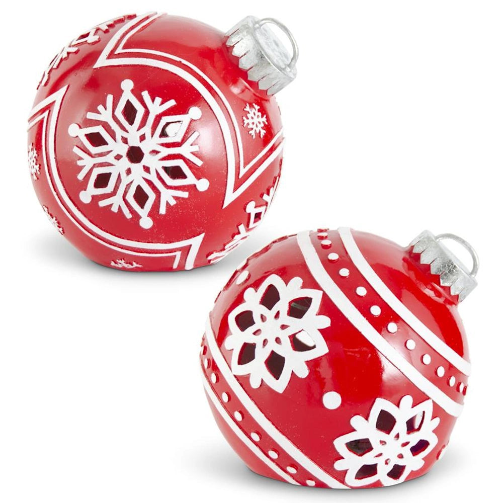 Red & White Resin LED Ornaments with Timers