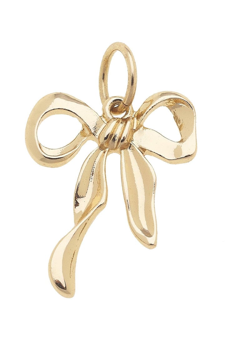 Shiny Gold Charm Ribbon Bow
