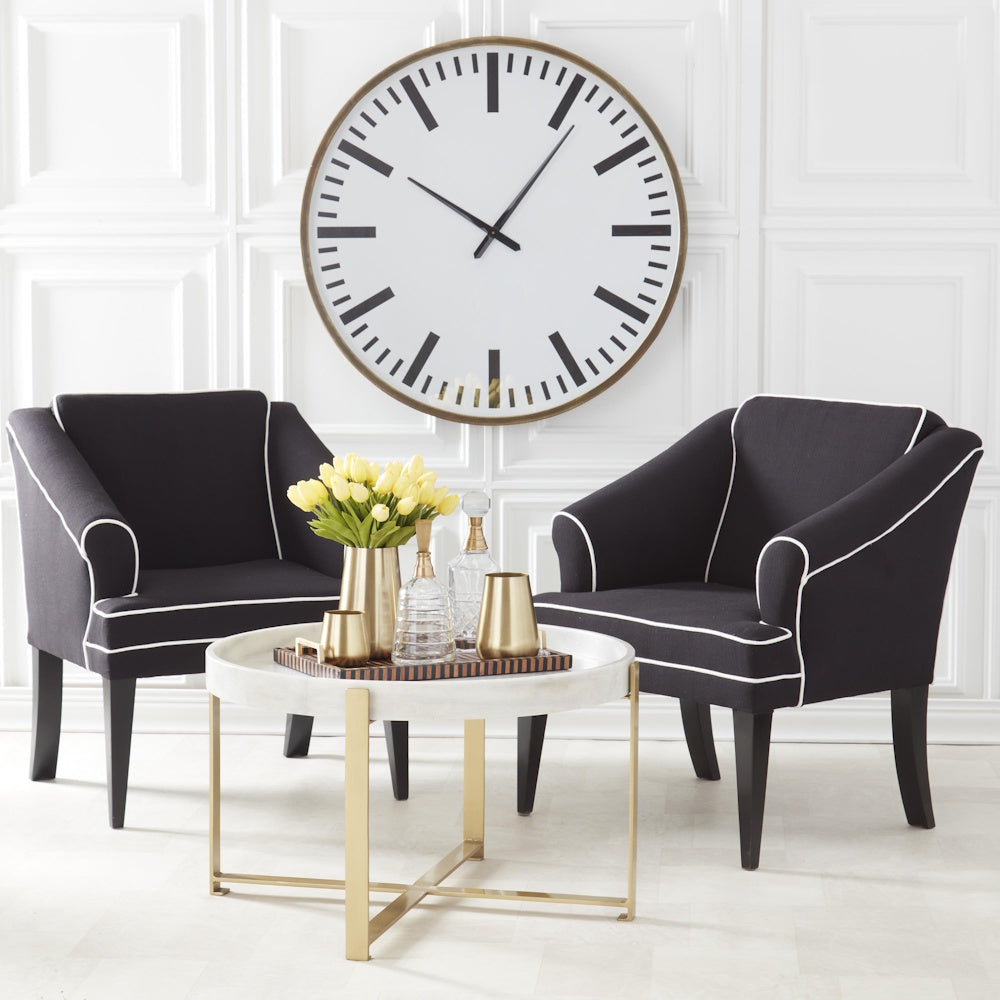Round Gold Metal & White Marble Coffee Table — alternate view 4