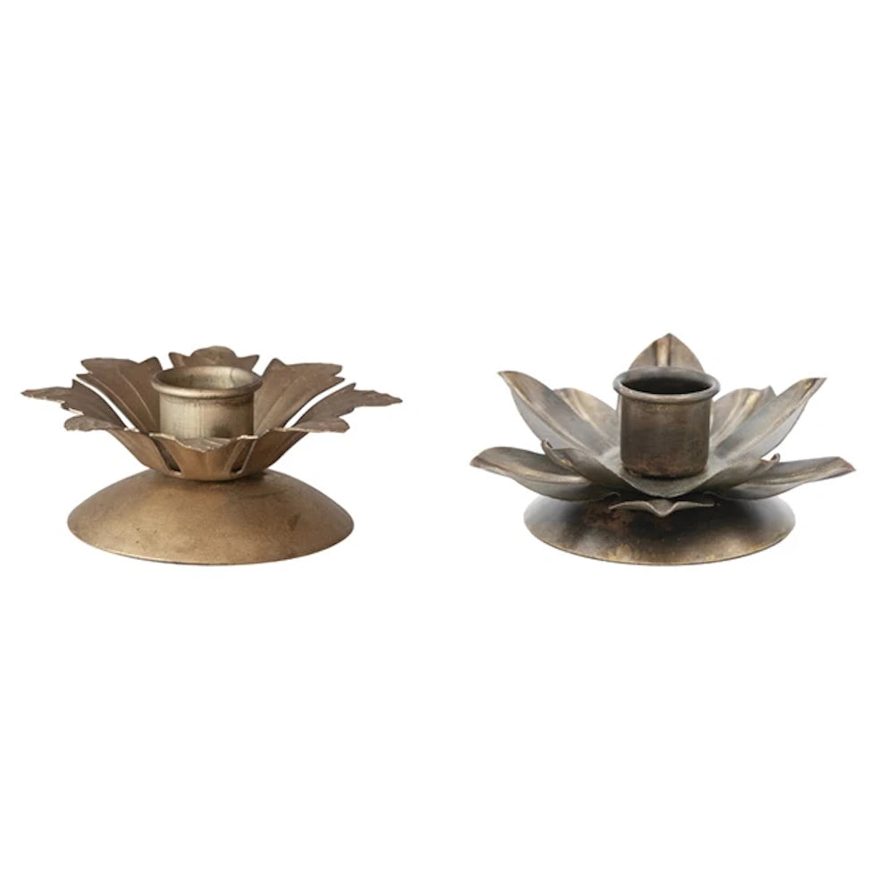Round Metal Leaf Taper Holders