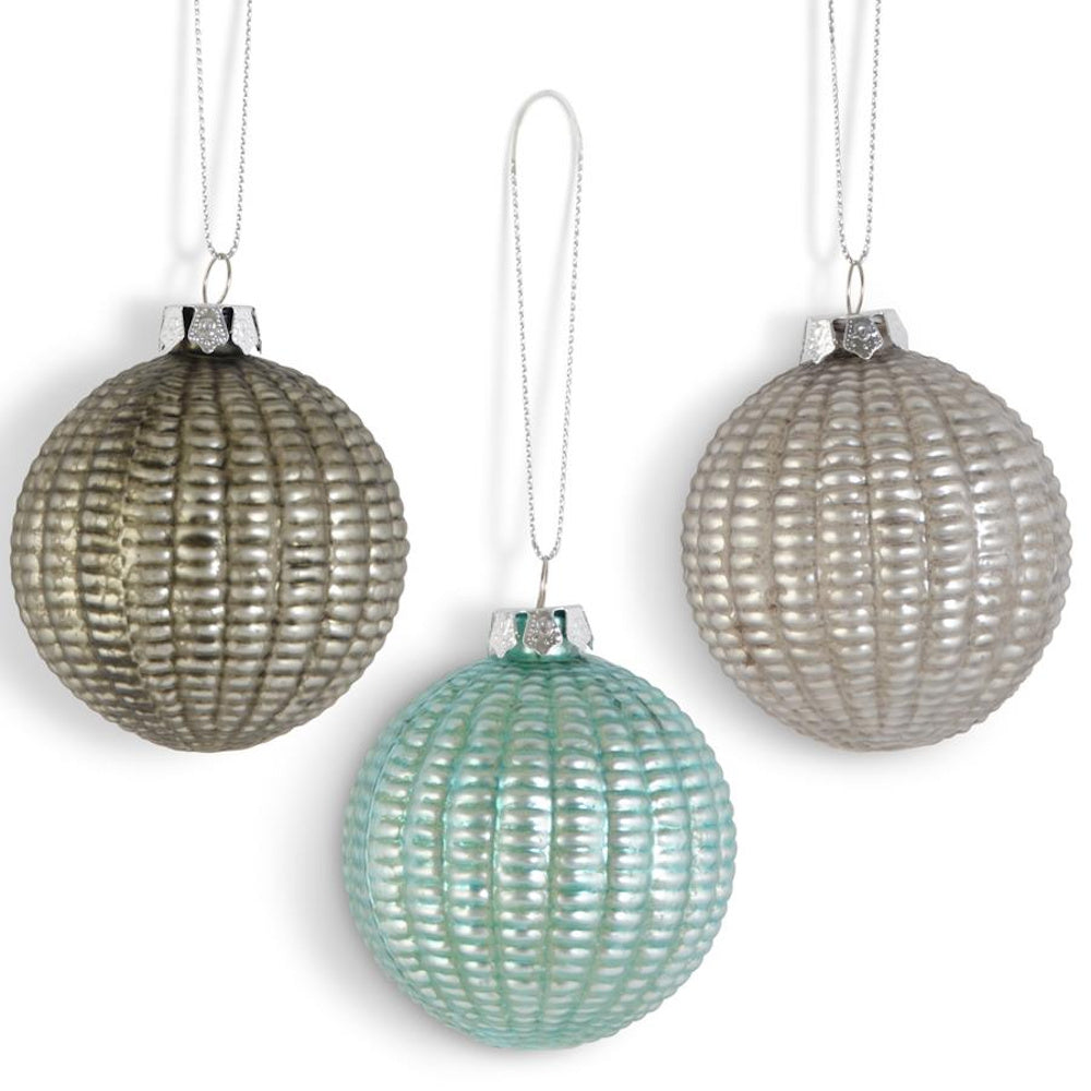 Round Ribbed Mercury Glass Ornament