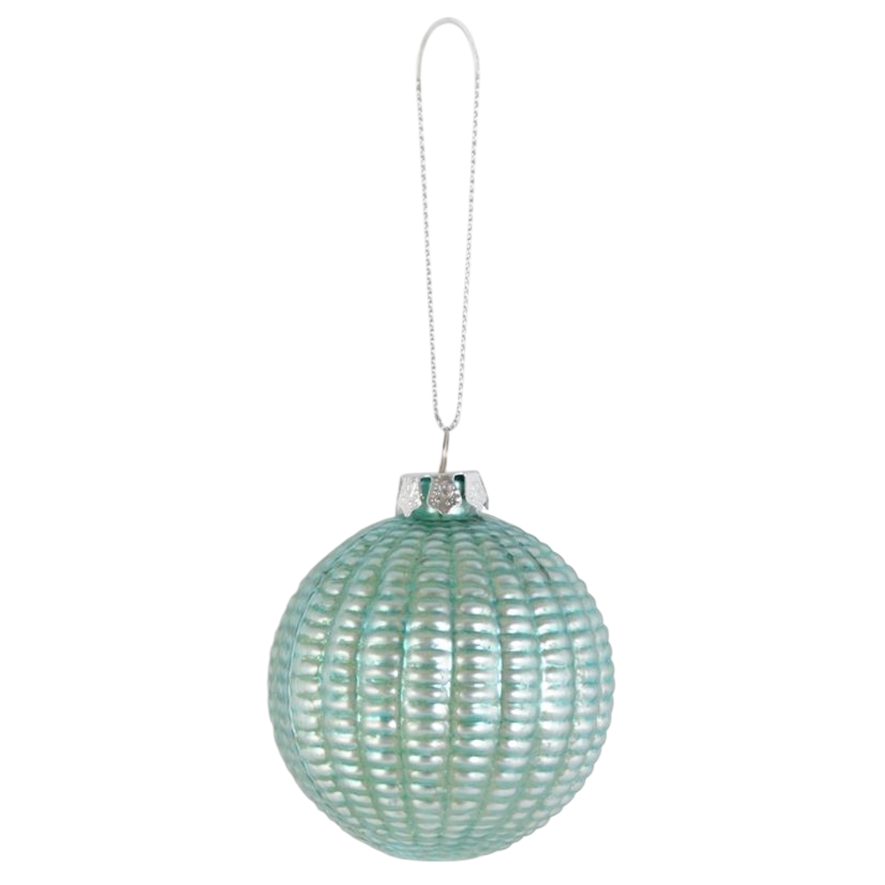 Round Ribbed Mercury Glass Ornament — alternate view 3