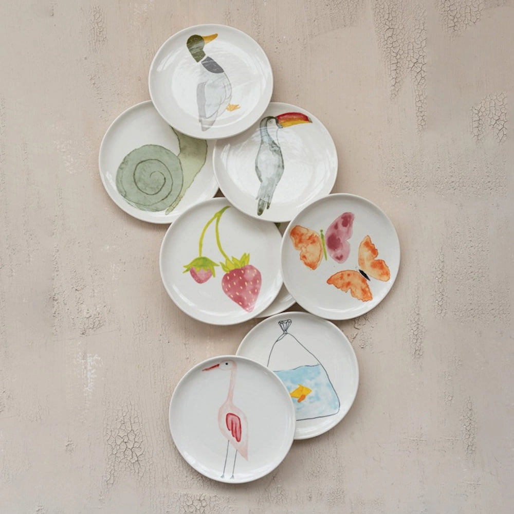 Round Stoneware Plate with Animal Multi Color
