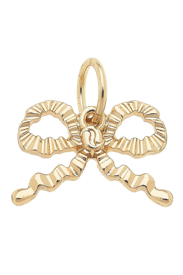 Shiny Gold Charm Ruffled Bow
