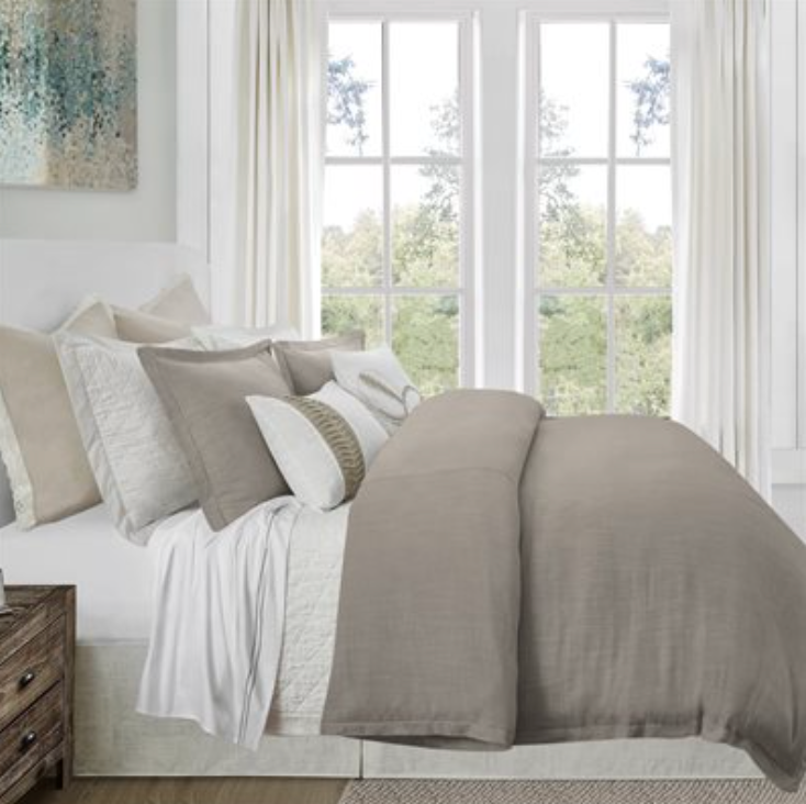 Hera Linen Duvet, Taupe- Queen