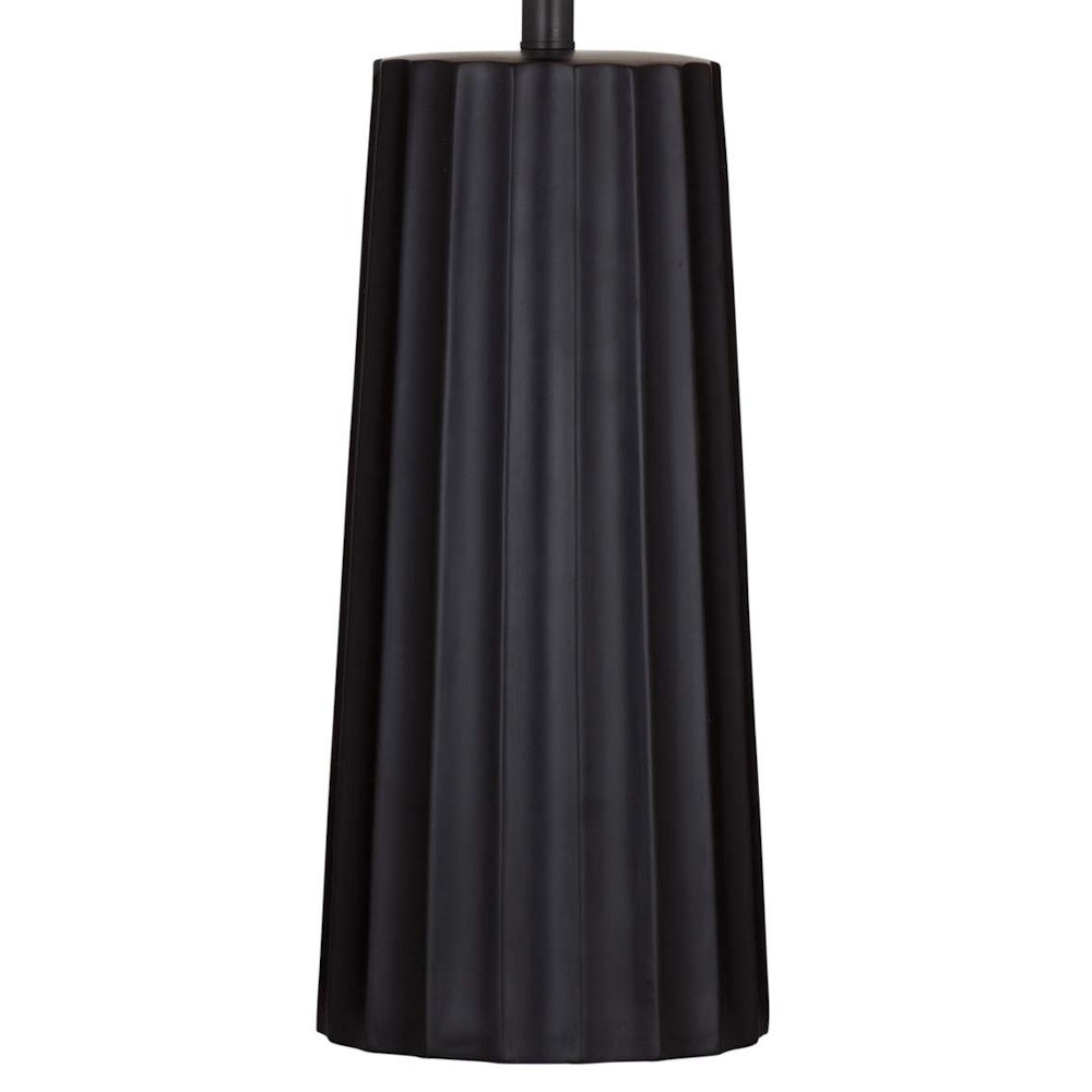 Modern matte black fluted table lamp base with elegant vertical ribbed texture for contemporary home decor.