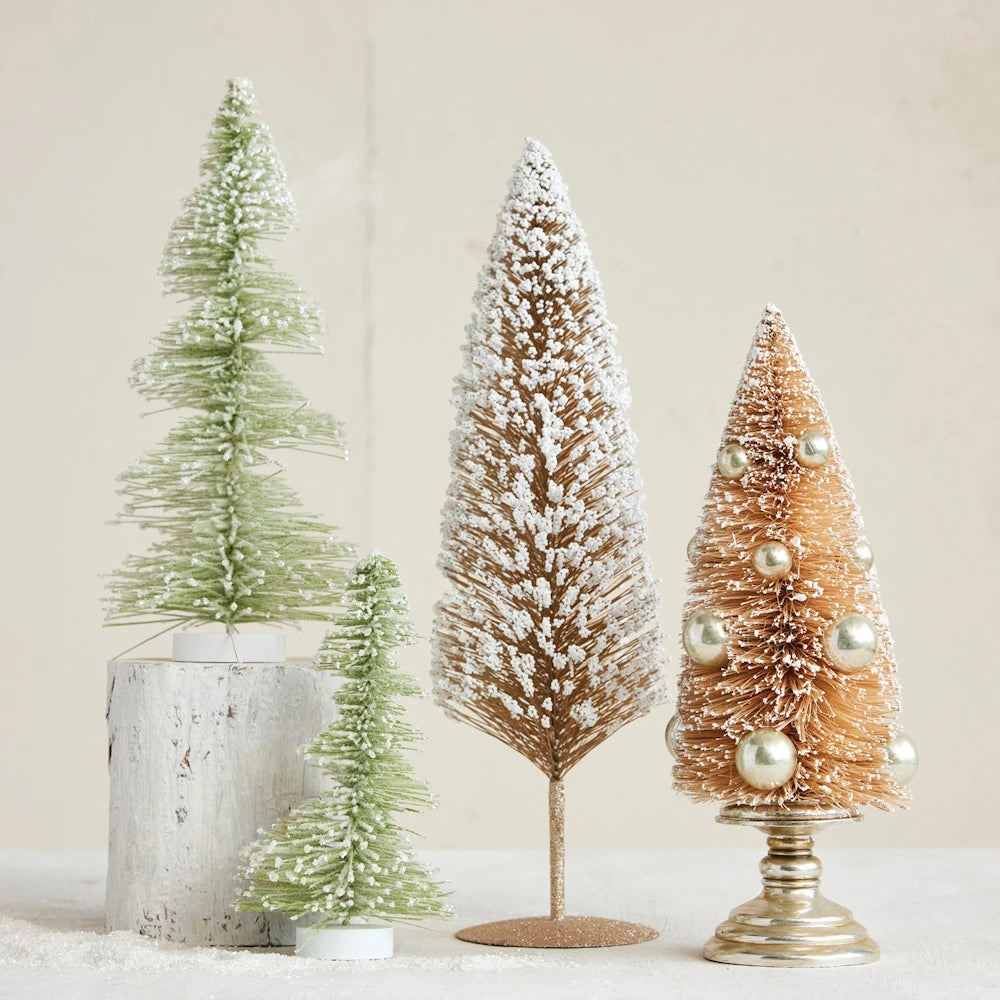 Sage Bottle Brush Tree with Wood Base