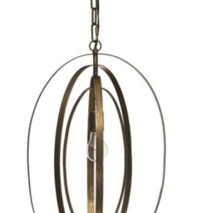 Metal Pendant Lamp, Gold Finish 15" Round x 25-1/2"H — alternate view 3