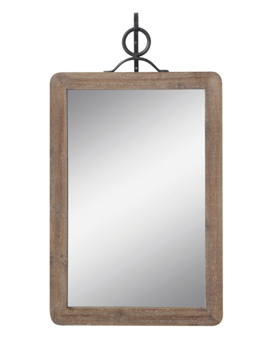 Wood Framed Wall Mirror w/ Metal Bracket — alternate view 2